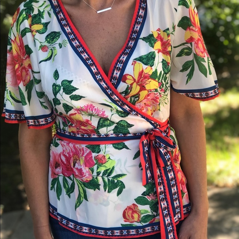 Floral Wrap Blouse